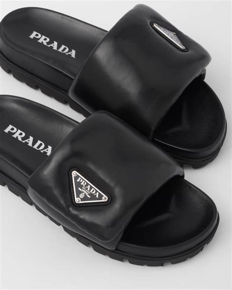 prada black slide|Prada platform slides.